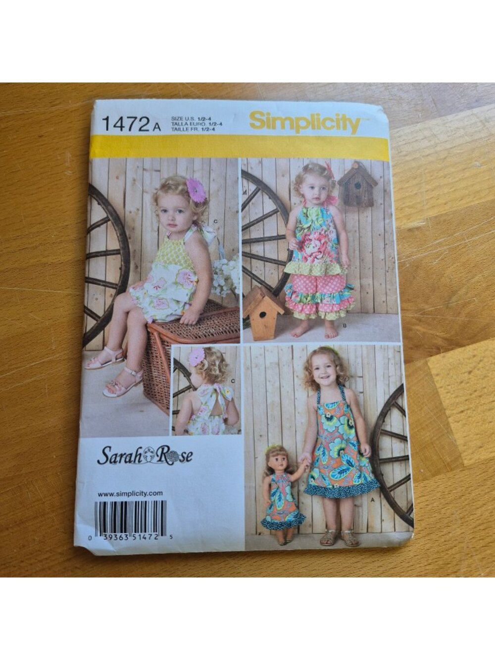 Simplicity 1472 Toddler & 18" Doll Dress Sewing Pattern Sizes 1/2-4 Sarah Rose - Picture 1 of 3